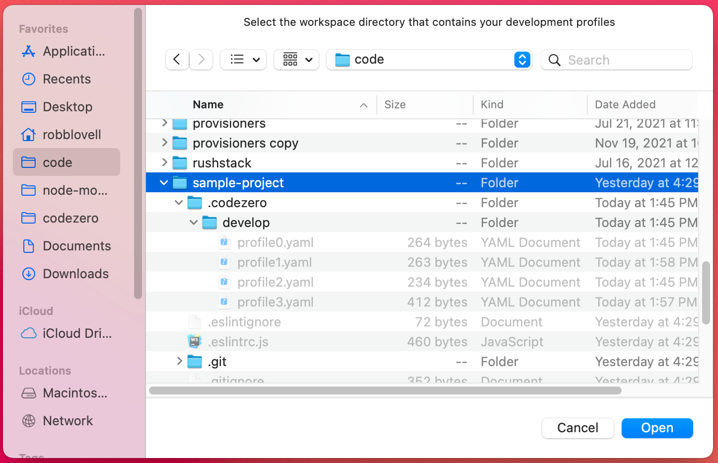 Dialog Select Workspace